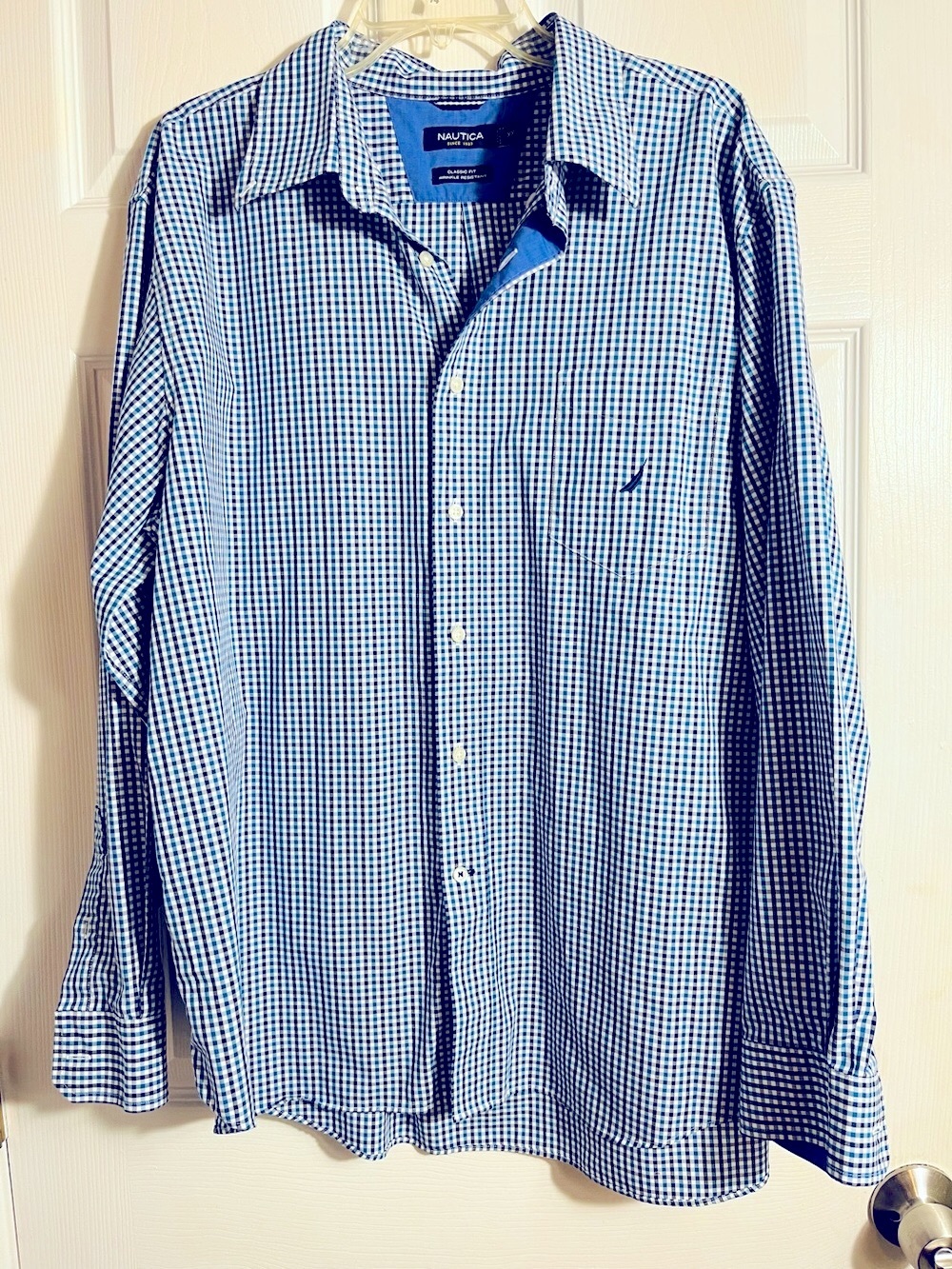 Nautica Blue & White Check Button-Down Shirt XXL